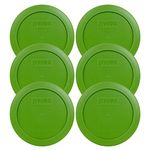 Pyrex Green 2 Cup Round Storage Cover #7200-PC for Glass Bowls - 6 Pack