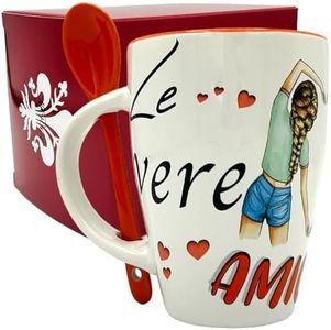 NAREG - Tazza in Ceramica con Cucchiaino in Scatola Regalo per Migliore Amica, Idea Regalo Amica, Adatta a Microonde e Lavastoviglie,Regalo Amica Natale, Mug coffè Best Friend(ARANCIO)