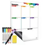 Mag-Fancy French Magnetic Calendar for Refrigerator Weekly Dry Erase Fridge Planner -Extra Thick Magnet, 5 Dry Erase Markers & 1 Wet Erase Marker & Eraser Combo