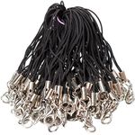 HugeDE 100 Pcs Assorted Colors Charm Straps Lobster Clasp Lanyard Keyring Wrist Strap Mobile Phone Cords Handmade Accessories for Jewellery Making Black