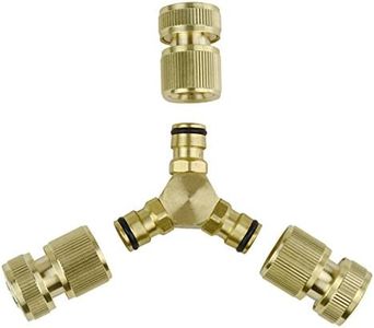 Gardeningwill 3 Way Coupling Water Garden Hose Male Fitting Joiner Adaptor with Quick Connectors