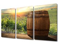 TUMOVO Red Wine with Barrel Modern Wall Art Vineyard in Tuscany Italy House Decorations for Living Room Sunset Canvas Wall Paintings for Bedroom Kitchen Office Decor Framed Easy to Hang - 36" Wx24 H