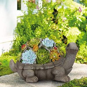 GIGALUMI Tortuga Solar Regalos para Mujeres, Estatua Solar de Jardín con Suculentas y 7 Leds, Regalo de Cumpleaños para Mujeres(11.4 Inch / 29cm)