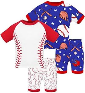 DAUGHTER QUEEN Boys Pajamas 18-24 Months Summer PJs Baseball Pj Sets Baby Toddler Cotton Short Sleeve Sleepwear Jammies Sports Clothes Outfits 18m/Mo, 24m/Mth