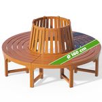 CASARIA® 160cm Circular Tree Bench with Backrest | Weatherproof FSC®-Certified Pre-Oiled Eucalyptus Wood | Round Wooden Garden Seating | Decorative Outdoor Lawn Furniture | Brown