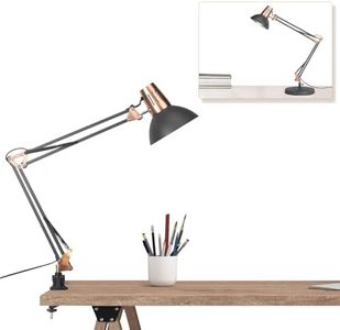 FIRVRE Adjustable Architect Desk Lamp,Industry Black Metal Portable Reading Light,Swing Arm Goose Neck Craft Table Lamps,for Bedside Bedroom, Study Room, Home Office, Living Room