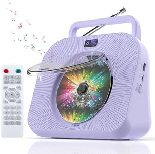 CD Player with Bluetooth，Double HiFi Sound Speakers，Sleep Mode,CD Player Portable,Support AUX/USB/Headphone Jack/Music Fiber Optics/FM Radio Boombox for Home,Office(Purple)