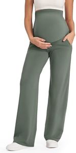 G4Free Maternity Dress Pants with Pockets Stretchy Quick Dry Workout Yoga Pants for Casual (Gray Sage,XS,Tall)