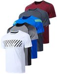 5 Pack Men’s Active Quick Dry Crew Neck T Shirts | Athletic Running Gym Workout Short Sleeve Tee Tops Bulk, Edition 2, XL