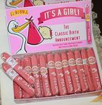 Personalized Pink It's a Girl Bubble Gum Cigar Box of 36 Cigars with Personalized Bands