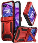 Poetic Spartan Case for Motorola Moto Razr + Plus 2024,[Kickstand][Hinge Protection], Full-Body Rugged Shockproof Protective Cover with Kickstand, Metallic Red