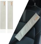 URIZZD 2 PCS Car Seatbelt Covers for Adults, Leather Seat Belt Cushion Shoulder Pad for Women, Car Accessories Protector for More Comfortable Driving (05-White)