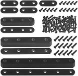 Mardatt 20 Sets 4 Sizes Black Straight Brackets Mending Plates Heavy Duty Assortment Kit Flat Straight Joining Brace with Screws for Wood Shelf Chair Window Furniture Brackets(L 40/80/130/200mm)