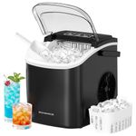 SONGMICS Ice Maker Countertop, Ice Cube Machine with Self Cleaning, 6 Minutes 9 Cubes in 2 Sizes, 12 kg in 24 h, Portable for Kitchen Home Office Dorm Party Camping, Ink Black XZB001B1UK