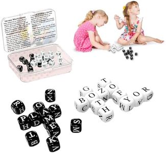 Bumaeu Dice Game Set Crossword Solitaire Word Games Fun Interactive Family Letter Dice Games for Kids Adults(White and Black)