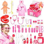 Fivejoy Doctors Set for Kids Age 3 | Dentist Toys for Kids with Simulation Stethoscope | Pretend Role Play Medical Kit Educational Toys Gifts for 3 4 5 Year Old Toddlers Boys Girls