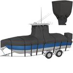 Nukugula Heavy Duty 800D T-Top Boat Cover for 20ft - 24ft Long Center Console Boat with T Top Roof, 100% Waterproof Trailerable TTOP Boat Cover