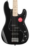 Squier by Fender Affinity Series Electric Precision Bass Guitar, Maple Fingerboard, Black Pickguard, Black, Comes with Free Virtual Lessons