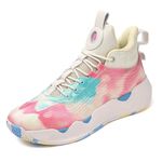 Bacury Women Men Basketball Shoes Fashion Running Sneakers Colorful Painting Sport Shoes, Pink, 7 Women/6 Men