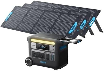 Anker SOLIX F2000 Portable Power Station with 3× 200W Solar Panels, 2048Wh GaNPrime Solar Generator, LiFePO4 Batteries, 4 AC Outlets Up to 2400W for Home, Power Outage