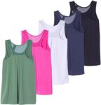 5 Pack Tank Tops Workout Shirts Womens Racerback Athletic Tanks Top Running Dri Fit Shirt Activewear Tees Exercise Sleeveless Gym