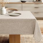 JIUZHEN 60 x 140 Inch Faux Linen Rectangle Tablecloth - Wrinkle and Stain Resistant Washable Table Cloth for Kitchen Dining Room Holiday Table Cover for Party Dinner Outdoor Picnic, Stone