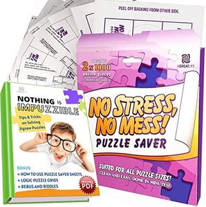 12 Sheets No Mess, No Stress Puzzle Saver | Preserve Your Completed Jigsaw Puzzles with Super Adhesive Puzzle Glue with Sticker Hangers - Perfect Puzzle Accessory for Puzzle Framing