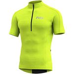 FDX Men’s Cycling Jersey - Half Zipped, Half Sleeves, Summer Cycle Breathable Tops with 4 Pockets - Bicycle Riding Shirt, MTB Racing, Mountain Bike, Running, Outdoor Sports Clothes (Yellow, Large)