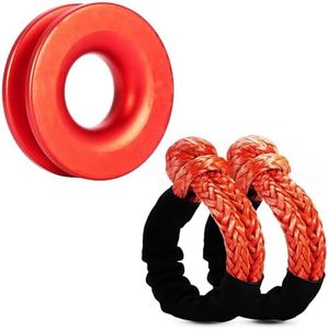 SCHTUMPA 2pcs Synthetic Soft Shackles (57,000lbs Max Breaking Strength) 1/2 inch x 22 inch with Red Snatch Recovery Ring Kit for Sailing SUV ATV 4X4 Truck Jeep