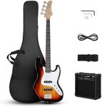 Ktaxon Electric Bass Guitar with 20Watt Amplifier, 4 String Right Handed Electric Bass Kit for Beginner & Professionals W/a Bag, Shoulder Strap, Guitar Pick, Wrench Tool(Brown Sunburst)