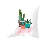 EHOMERY Cushion Covers Sofa Square Cushion Cover Cactus Plant Potted Flax Decorative Cushion Covers Easter Cushion Cover Personalised Living Room Decoration White 20 x 20 Inches