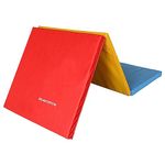 Signature Fitness Three Fold Folding Exercise Mat with Carrying Handles for MMA, Gymnastics and Home Gym Protective Flooring, 1.5-Inch Thick, 180x60cm/6x2ft, Multi-Color