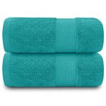 GC GAVENO CAVAILIA Soft Bath Towel Set | 2 Pieces Egyptian Cotton Bathroom Towel | 700 GSM Hotel Collection Towels | Water Absorbent Towels Sets | Teal | 70X125