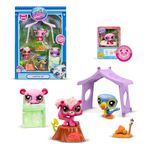 Littlest Pet Shop Bandai Series 2 Camping Adventure Play Pack | The Pack Contains 3 LPS Mini Pet Toys 6 Accessories 1 Collector Card And 1 Virtual Code | Collectable Toys For Girls And Boys