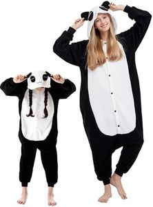 DarkCom Animal Onesie for Kids,Flannel Cosplay Panda Halloween Costume Parent-Child Sleepwear for Girls Boys 12-13 Years