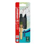 Climate-Neutral Fountain Pen - STABILO Grow - Pack of 1 - Moss Green/Oak Wood with Blue Erasable Ink and Ink Cartridge