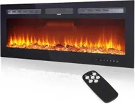 GarveeHome 50" Electric Fireplace Wall Mounted and Recessed with Timer,750/1500W Ultra-Thin Wall Fireplace Heater with Remote, Touch Screen,Brightness Control and Adjustable Flame Color