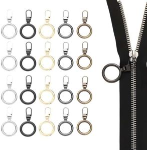 Zipper Pull Replacement, 2026 New Removable Universal Anti-Slip Zipper Pull Replacement Tab Kit, Zippers Repair Kit for Jackets, Luggage, Backpacks, Purses, Boots, Pants, Tents (Round, 30PCS)