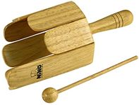 Nino Percussion Wood Stirring Drum - Large Musical Instrument for Children from 4 Years - Incl. Wooden Mallet - Siam Oak, Natural (NINO556)