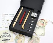 Liquidraw Arabic Calligraphy Set Dip Pen Nibs Holder Set Bamboo Pens Wooden Pen With Black Calligraphy Ink Set Left Hand For Artists, Beginners, Adults & Kids