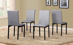 Roundhill Furniture Noyes Faux Leather Metal Frame Dining Chair, Gray