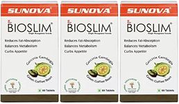 SUNOVA Bioslim Fat Burner Tablets Organic Weight Management Formula Made Of Garcinia Cambogia And Green Coffee Bean Extracts Reduce Fat-Absorption & Balances Metabolism 60 Tablets X Pack Of 3