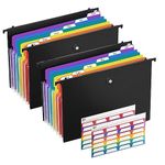 Suspension File Folders, 2pcs Filing Cabinet Suspension Files, 7 Pockets Accordian Dividers Folder Multi-Color Lables, Large Capacity Suspension Files for School Home Work Office