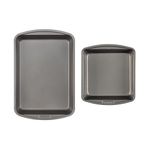 GoodCook Nonstick Steel 8" x 8" and 13" x 9" Baking Pan Set, 2pk, Gray