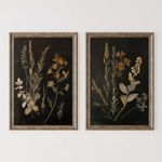 Vintage Floral Wall Art Decor Black Botanical Canvas Art Moody Flower Wall Art Dark Academia Poster Painting Vintage Floral Prints Pictures for Bedroom Living Room 12x16 Inch Set of 2 Unframed