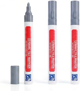 Grout Pen for Ceramic Tiles, Tile Grout Marker Pen, Gray Grout Pen Tile Grout Paint Marker, Grout Colorant & Sealer Pen, Bathroom & Kitchen Tile Grout Whitener 3PCS, White/Black/Grey (Grey 3PCS)