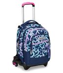 Seven Jack Detach School Trolley 3 Wheels, Purple Blue, Crystal Purple, 3 in 1, Backpack with Detachable Trolley, Removable Pocket Use Backpack and Crossover System, Travel School Backpack, Girl Girl,