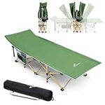 Sportneer Camping Cot, 28” Extra Wide Camping Cots for Adults 2 Side Pockets Folding Cot for Sleeping Max Load 450 LBS Cot Portable Camp Cots with Carry Bag for Camping Hiking Beach Tent Travel Office