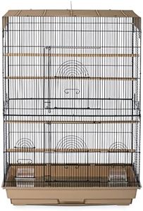 Prevue Pet Products Flight Cage for Multiple Small Birds, Steel Metal and Plastic Cage Home Crate Enclosure for Birds, Standing Birdcage, Brown/Black