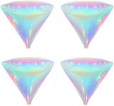 4Pcs Iridescent Diamond Balloons 22inch/Clear Foil Transparent Rainbow Balloons/Multicolor Star Gorgeous Balloon/Under The Sea Party Mermaid Party Balloon